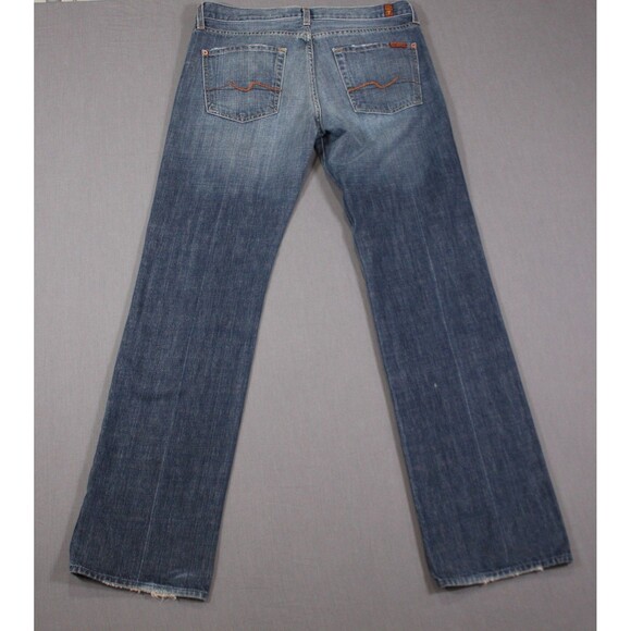 7 For All Mankind Jeans Mens Standard Straight Leg Button Fly Destressed 34X33 - Picture 6 of 14
